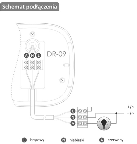Czujnik ruchu DR-09 24 V schemat 